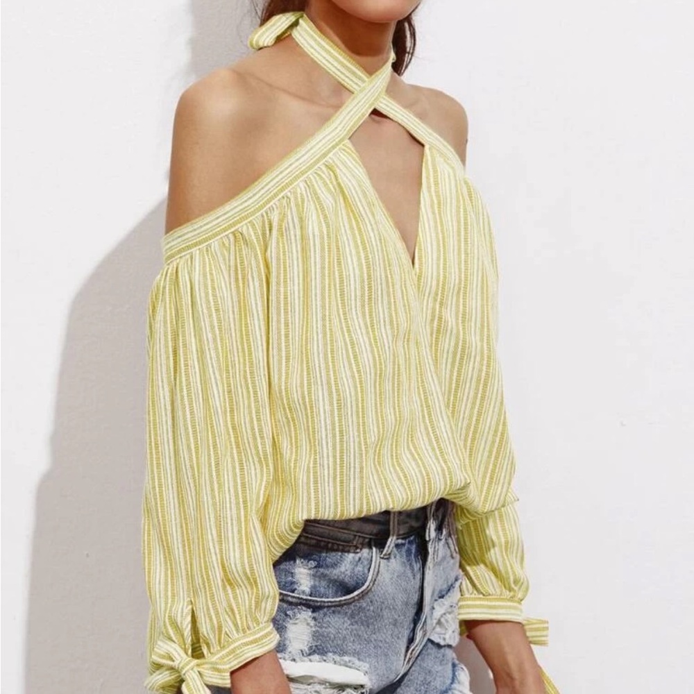 Off The Shoulder Striped Top Size M NWOT